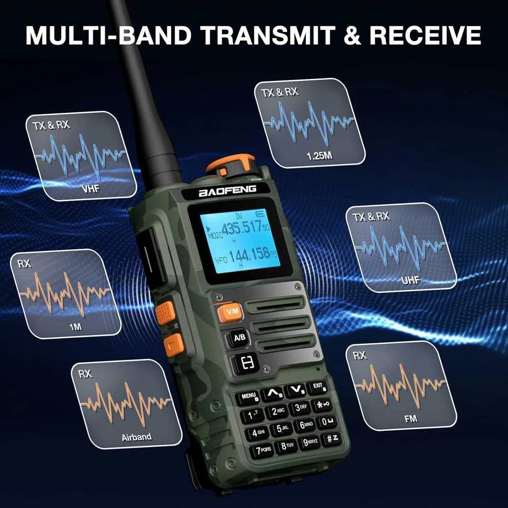 BAOFENG nešiojama radijo stotelė K63 6 W, UHF/VHF, 999 kanalų, 2600 mAh akumuliatorius