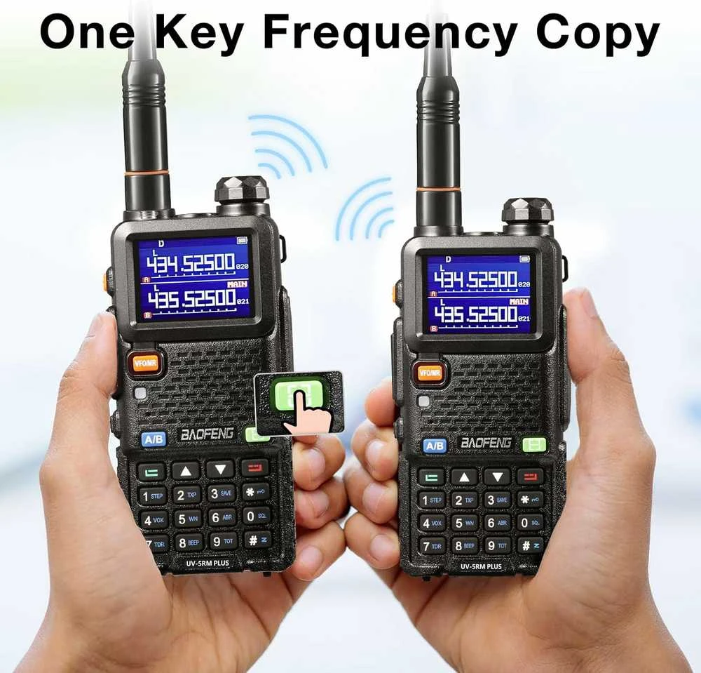 Baofeng nešiojama radijo stotelė UV-5RM Plus, UHF/VHF, 999 kanalų, 5 km, baterija 2500 mAh