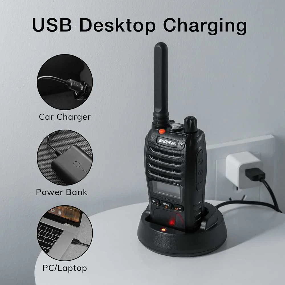 BAOFENG PMR446 radijo stotelės su LCD ekranu, 16 kanalų, baterija 1200 mAh, BF-88ST PRO, 2 vnt.