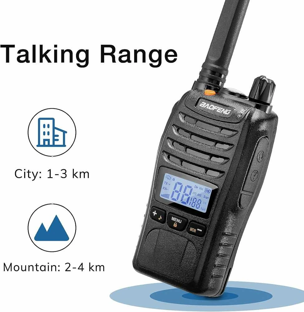BAOFENG PMR446 radijo stotelės su LCD ekranu, 16 kanalų, baterija 1200 mAh, BF-88ST PRO, 2 vnt.