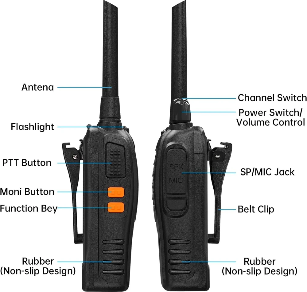 BAOFENG racijos PMR 446, 16 kanalų, iki 5 km, 1500 mAh, modelis 88E