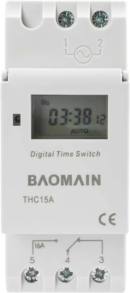 Baomain programuojama skaitmeninė laikmačio relė, LCD ekranas, 12 V DC, 16 A, THC15A
