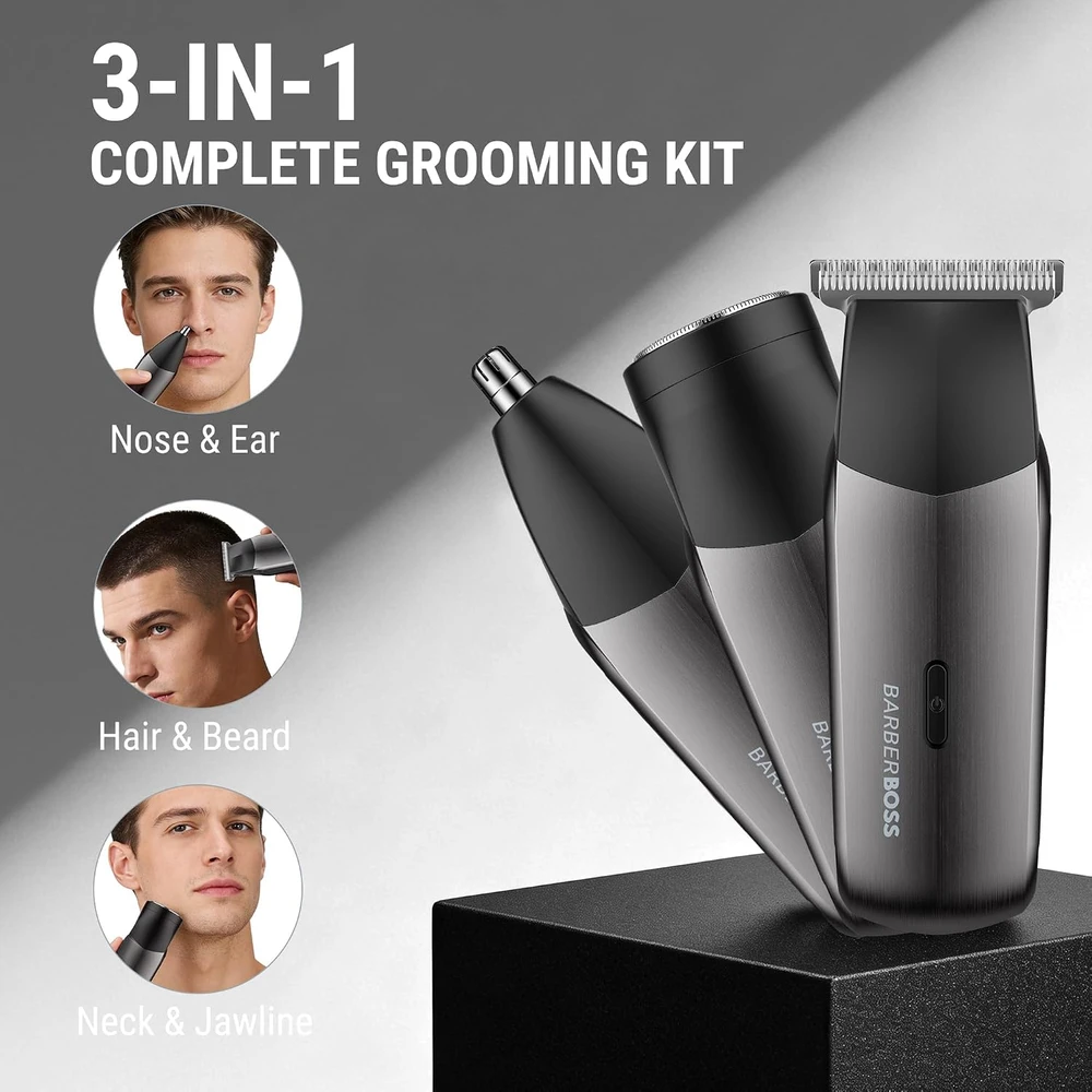 BARBERBOSS 3 viename barzdos ir plaukų kirptuvas su nosies trimeriu QR-2211