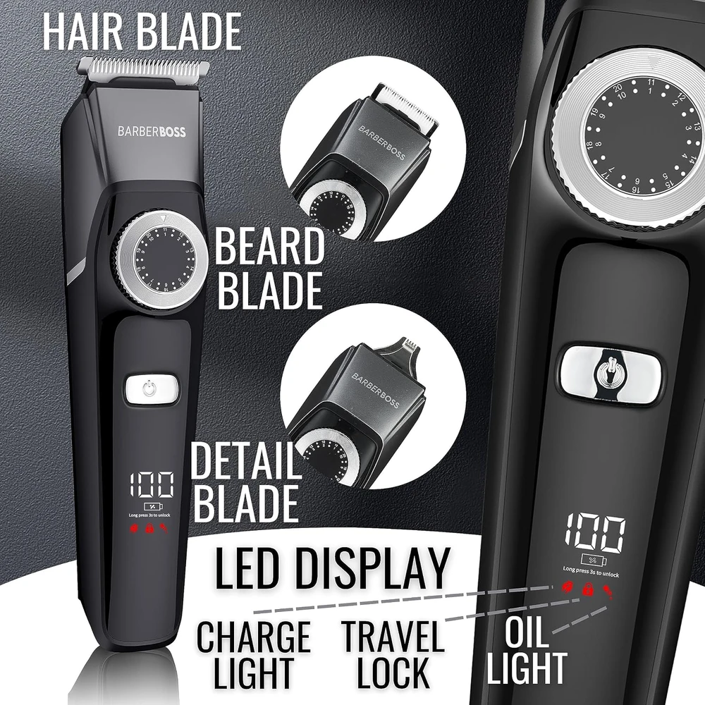 BARBERBOSS 3 viename plaukų ir barzdos kirpimo mašinėlė, atspari vandeniui, QR-6086