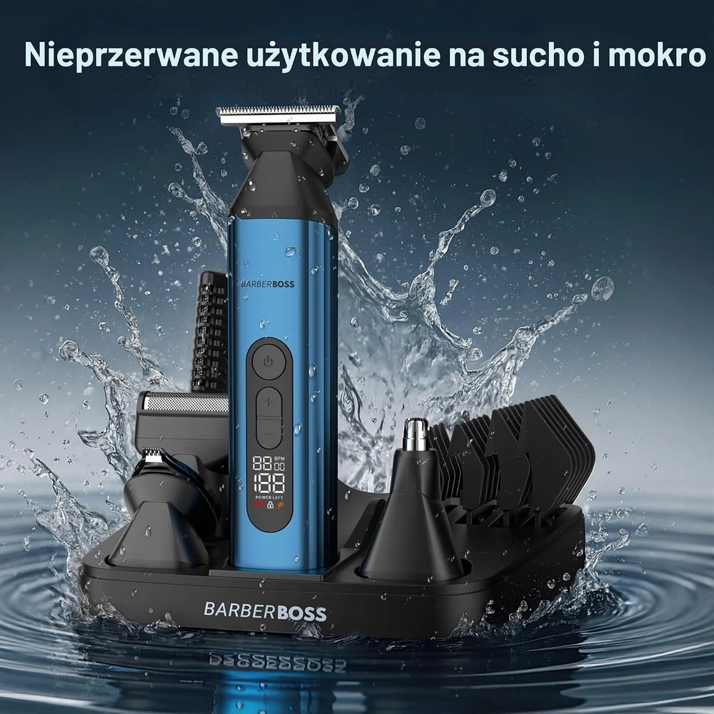 Barzdaskutė BARBERBOSS 5 viename belaidis plaukų ir barzdos trimeris su USB įkrovimu QR-6020