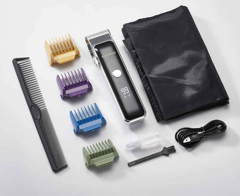 BARBERBOSS barzdos ir plaukų kirpimo mašinėlė su keraminiu ir titano peiliuku QR-2089