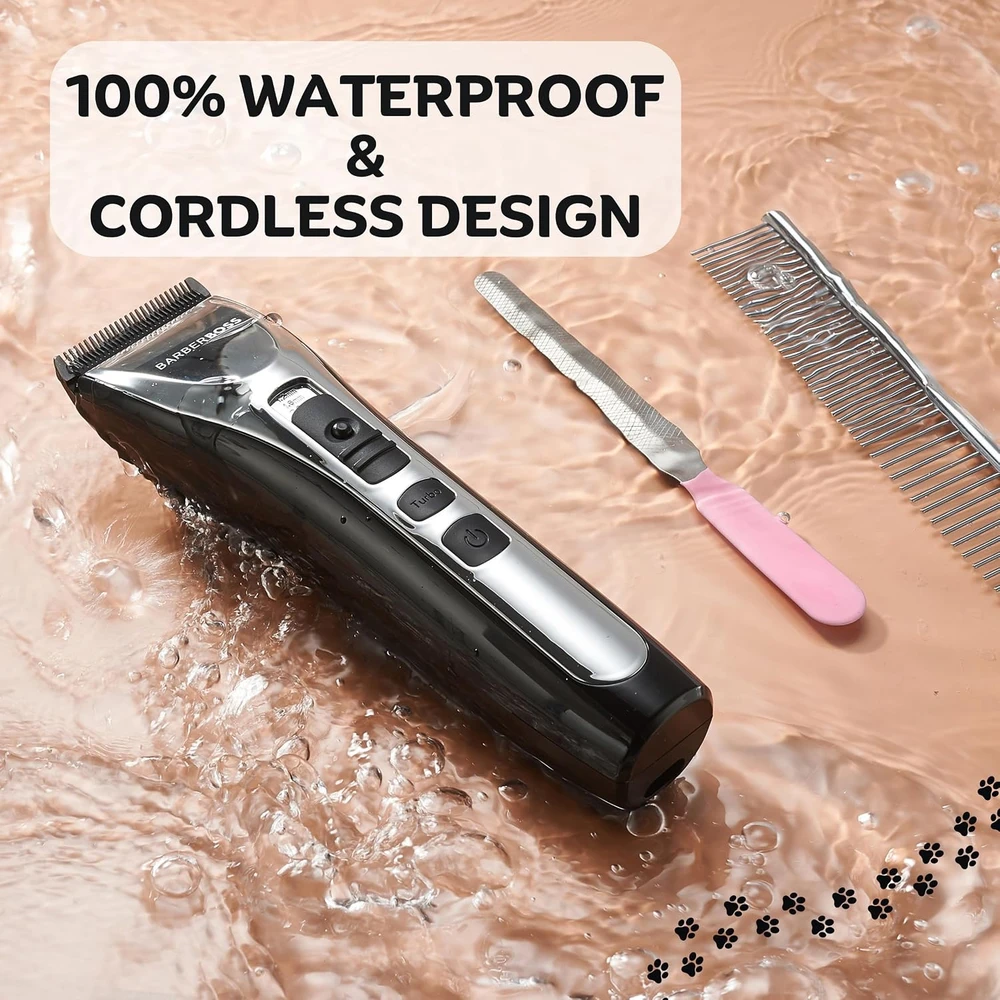 BARBERBOSS belaidė gyvūnų kirpimo mašinėlė storam kailiui su USB, QR-9086