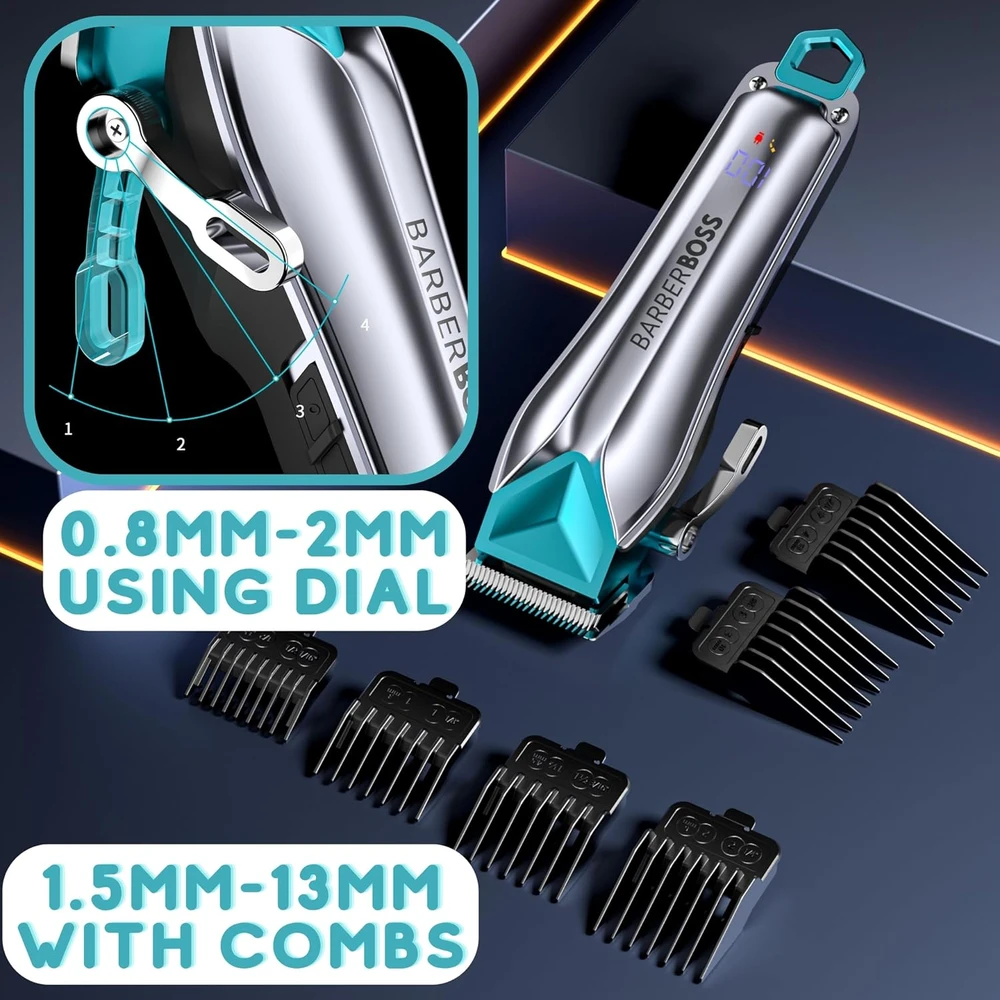 BARBERBOSS belaidė gyvūnų kirpimo mašinėlė su LED ekranu ir USB įkrovimu QR-9088