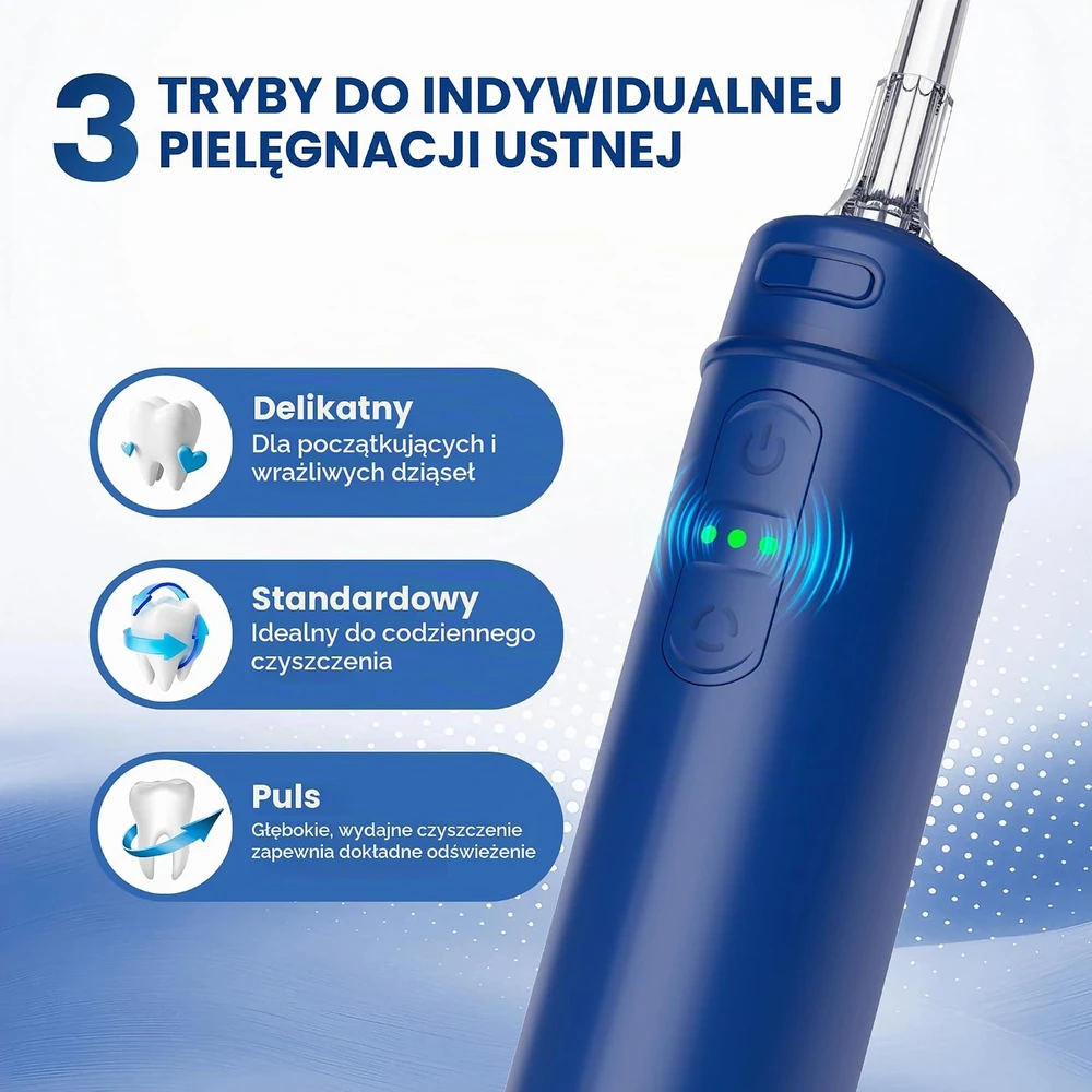 BARBERBOSS belaidis burnos irigatorius su USB-C įkrovimu, 3 režimais ir 6 antgaliais QR-7116