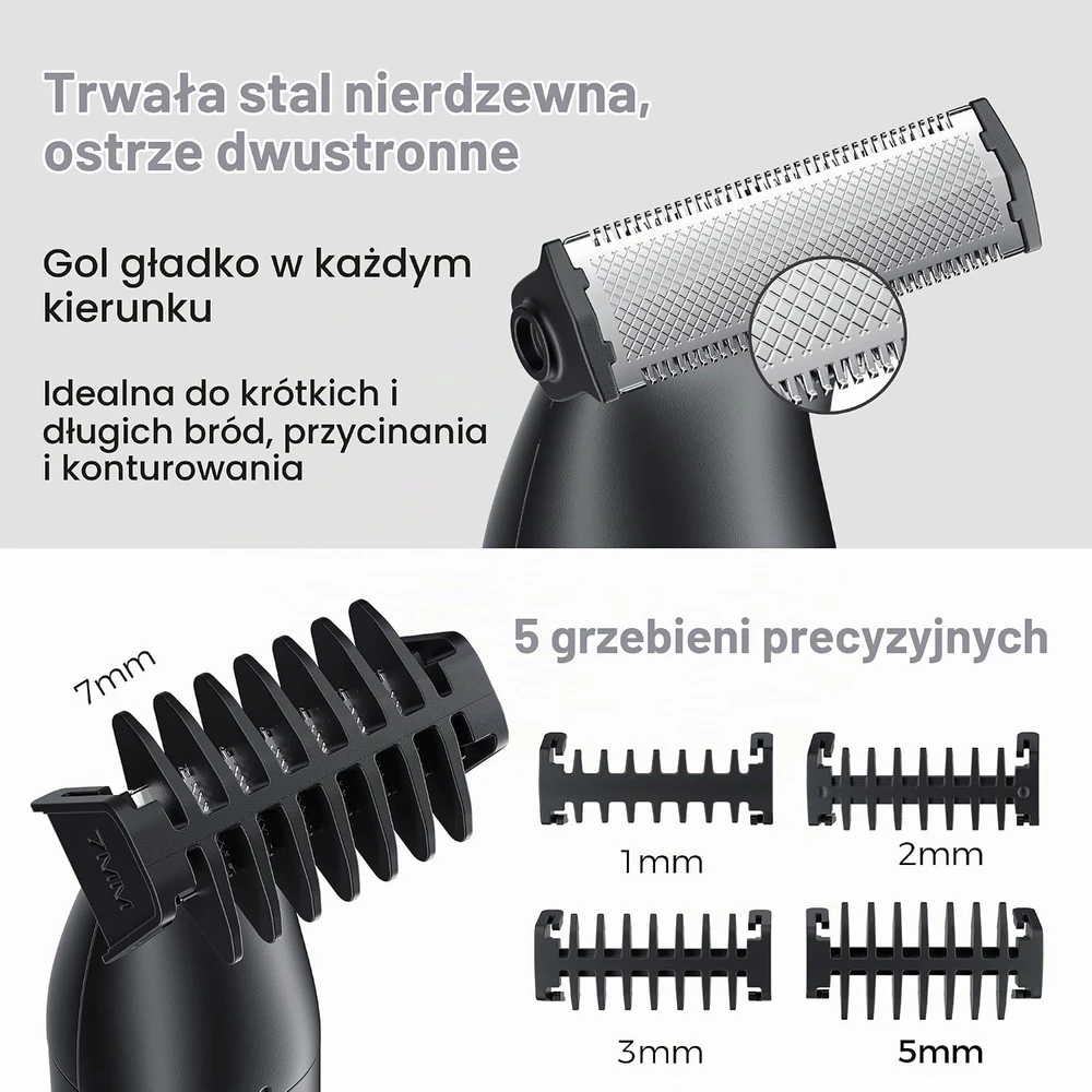 Barzdaskutė BARBERBOSS daugiafunkcis vyriškas trimeris barzdai, plaukams ir kūnui QR-2301