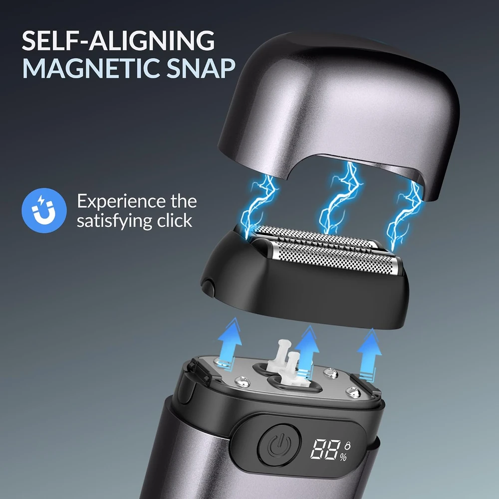 BARBERBOSS elektrinė folinė skutimosi mašinėlė vyrams su USB-C, IPX7, QR-2754