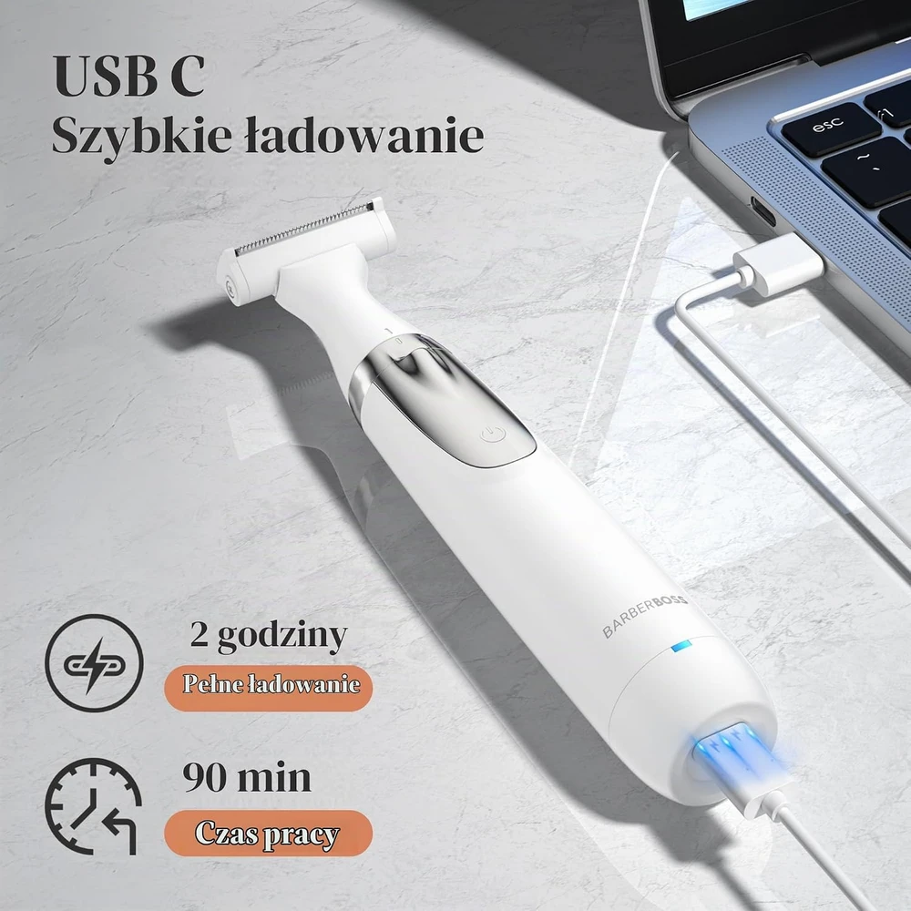 BARBERBOSS elektrinė moteriška skutimosi mašinėlė 3 viename, IPX5, QR-8003