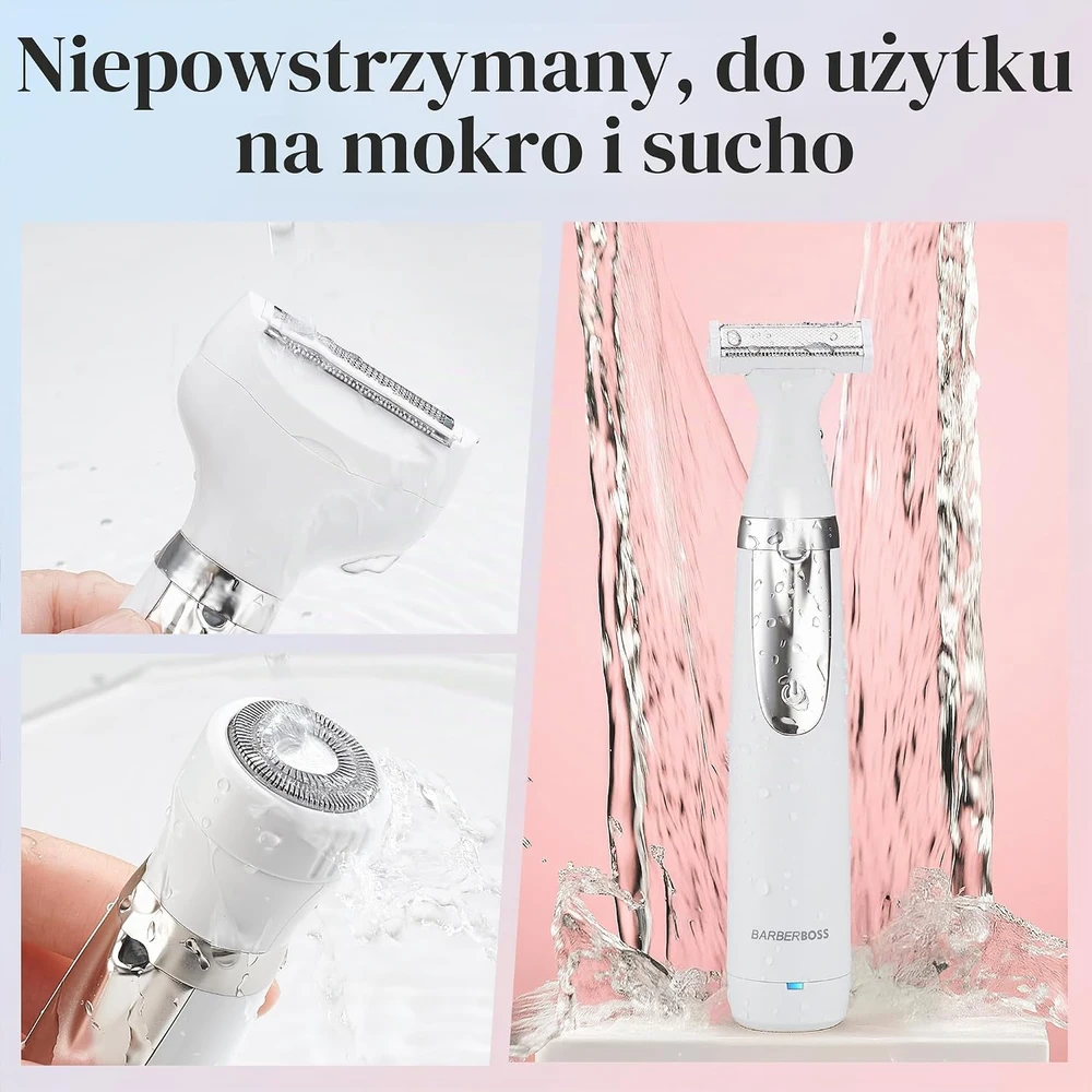 BARBERBOSS elektrinė moteriška skutimosi mašinėlė 3 viename, IPX5, QR-8003