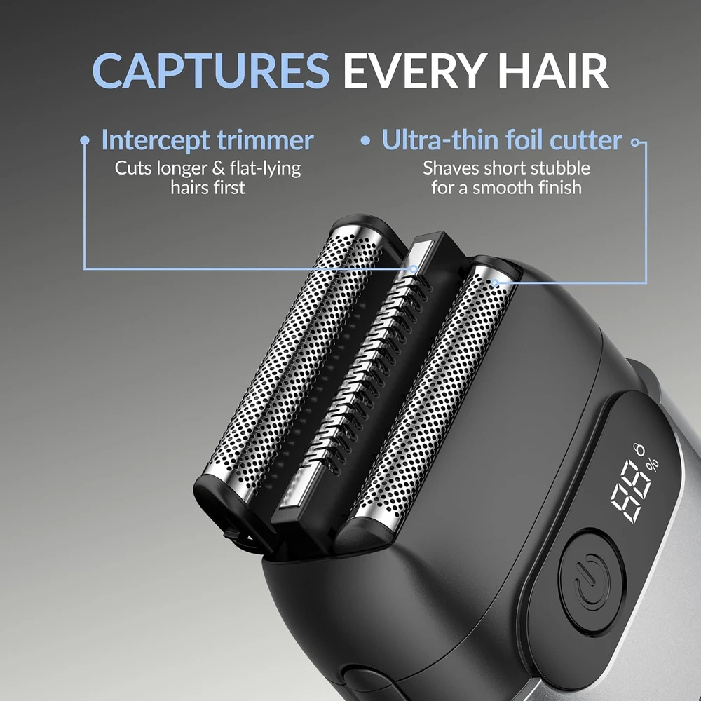 BARBERBOSS folinė elektrinė barzdaskutė su triguba judančia galvute, IPX7, QR-2752
