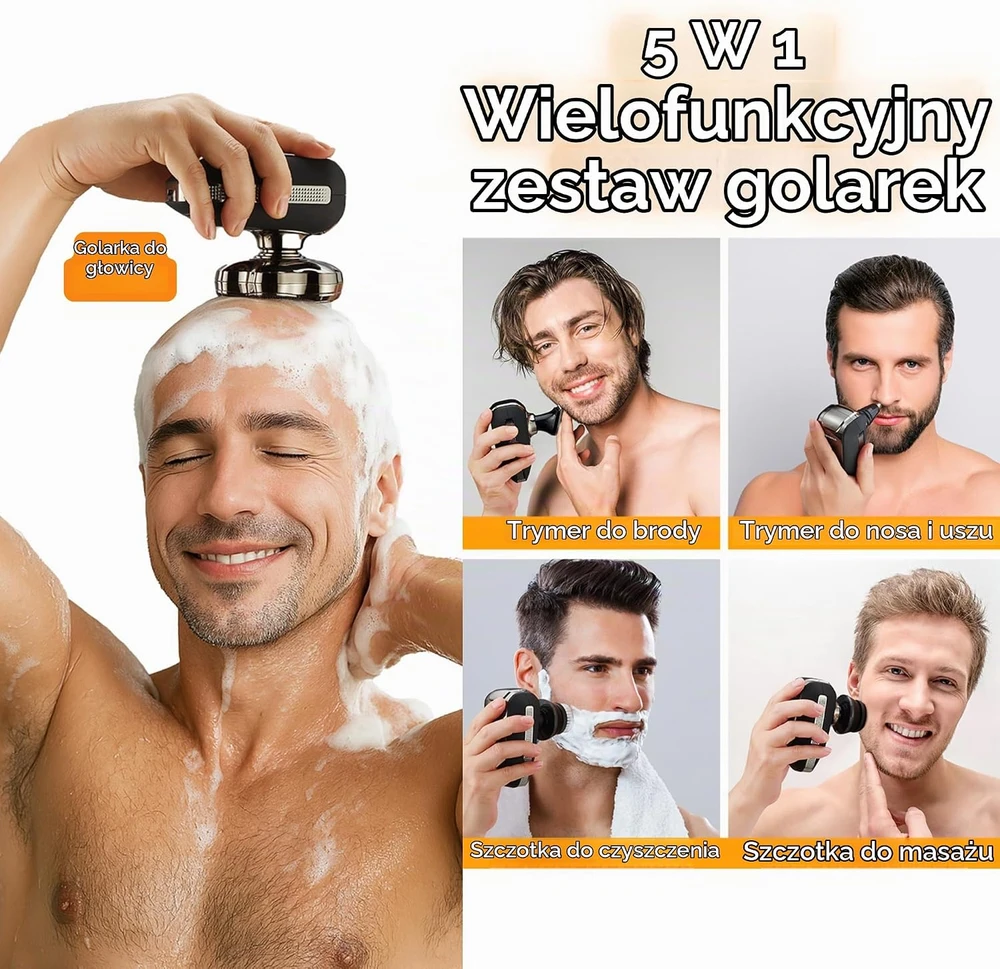 BARBERBOSS rotacinis skustuvas 7D 5 viename su USB-C įkrovimu QR-2025