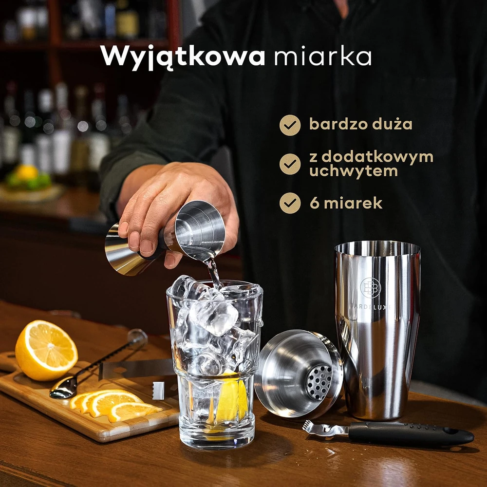 BarDeluxe barmeno rinkinys su Boston plaktuvu, 750 ml, nerūdijantis plienas, BOSTON-SILVER1