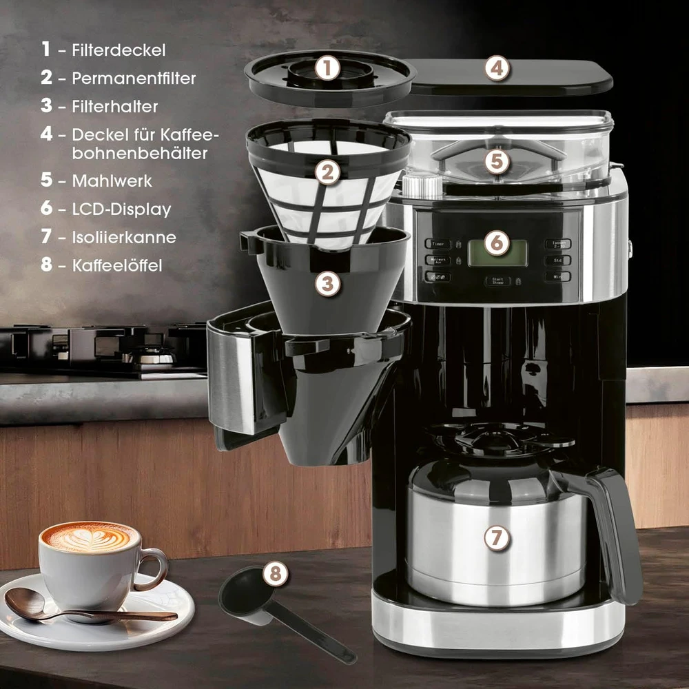Barista Kaffee & Technik lašelinis kavos aparatas su malūnėliu, 1 l, 1000 W