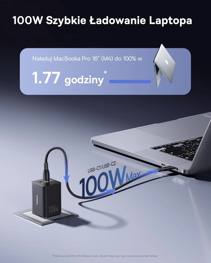 Baseus EnerFill FE11 100W 2 x USB-C + USB-A - juoda