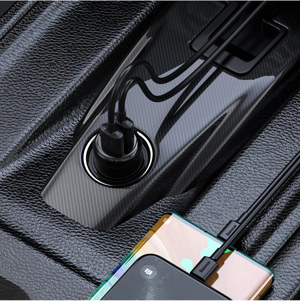Transmiteris Baseus T-Typed S-16 Bluetooth MP3 grotuvas/FM bangų moduliatorius (laisvų rankų įranga,Micro SD,LCD,2xUSB Quick Charge 2.1A įkroviklis) juodas CCTM-D01
