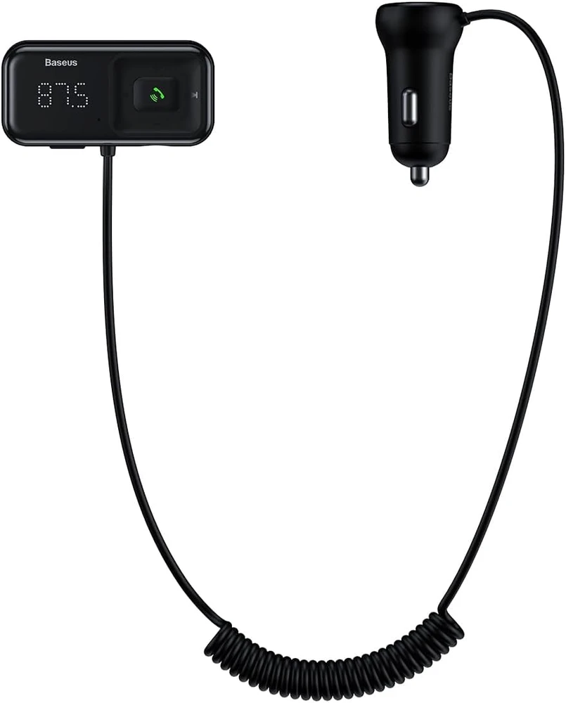 Transmiteris Baseus T-Typed S-16 Bluetooth MP3 grotuvas/FM bangų moduliatorius (laisvų rankų įranga,Micro SD,LCD,2xUSB Quick Charge 2.1A įkroviklis) juodas CCTM-D01
