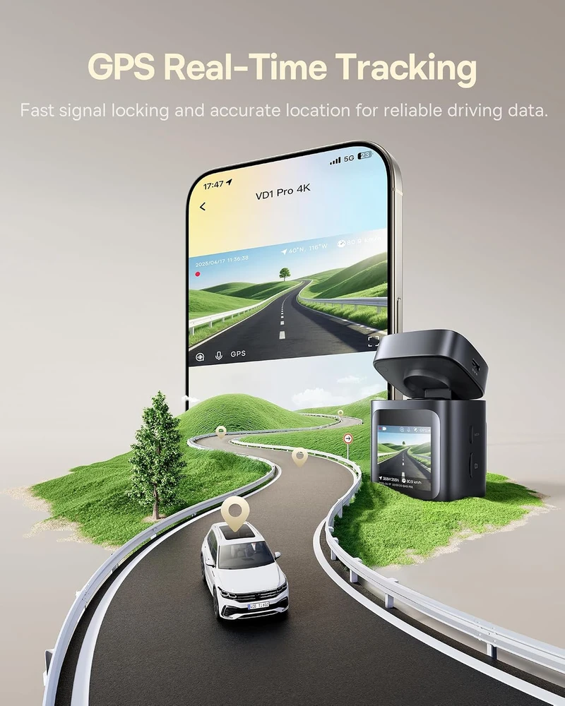 Baseus automobilinis vaizdo registratorius VD1 PRO su priekine 4K ir galine 1080p kamera