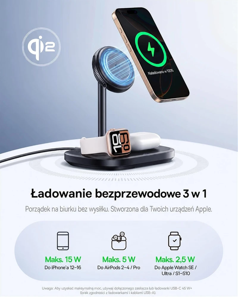 Baseus belaidė 3 viename įkrovimo stotelė 22,5 W su TEC aušinimu Enerfill