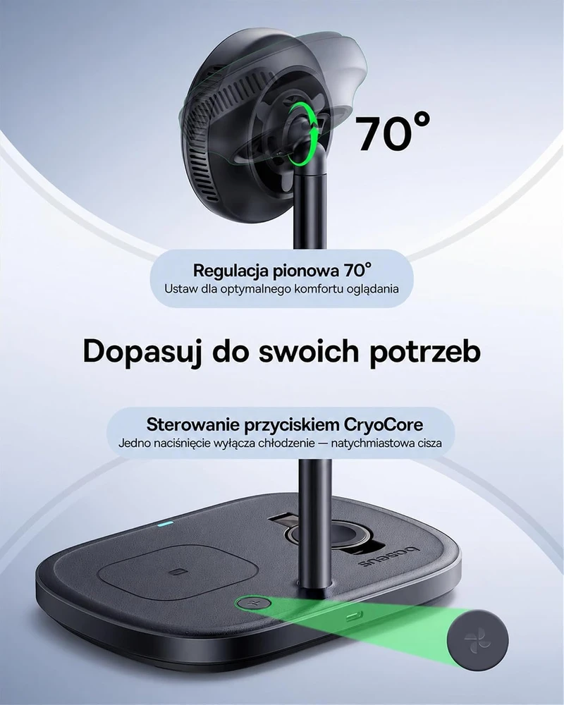 Baseus belaidė 3 viename įkrovimo stotelė 22,5 W su TEC aušinimu Enerfill