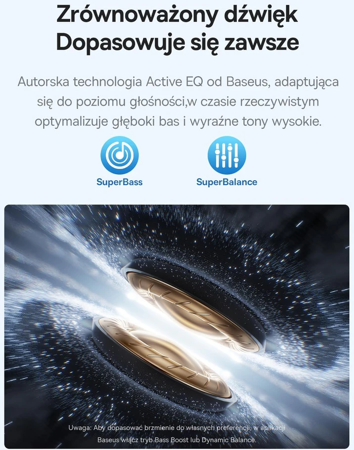 Baseus belaidės į ausis įstatomos ausinės su ANC, Hi-Res, Bluetooth 6.0, Bass EP10 Pro