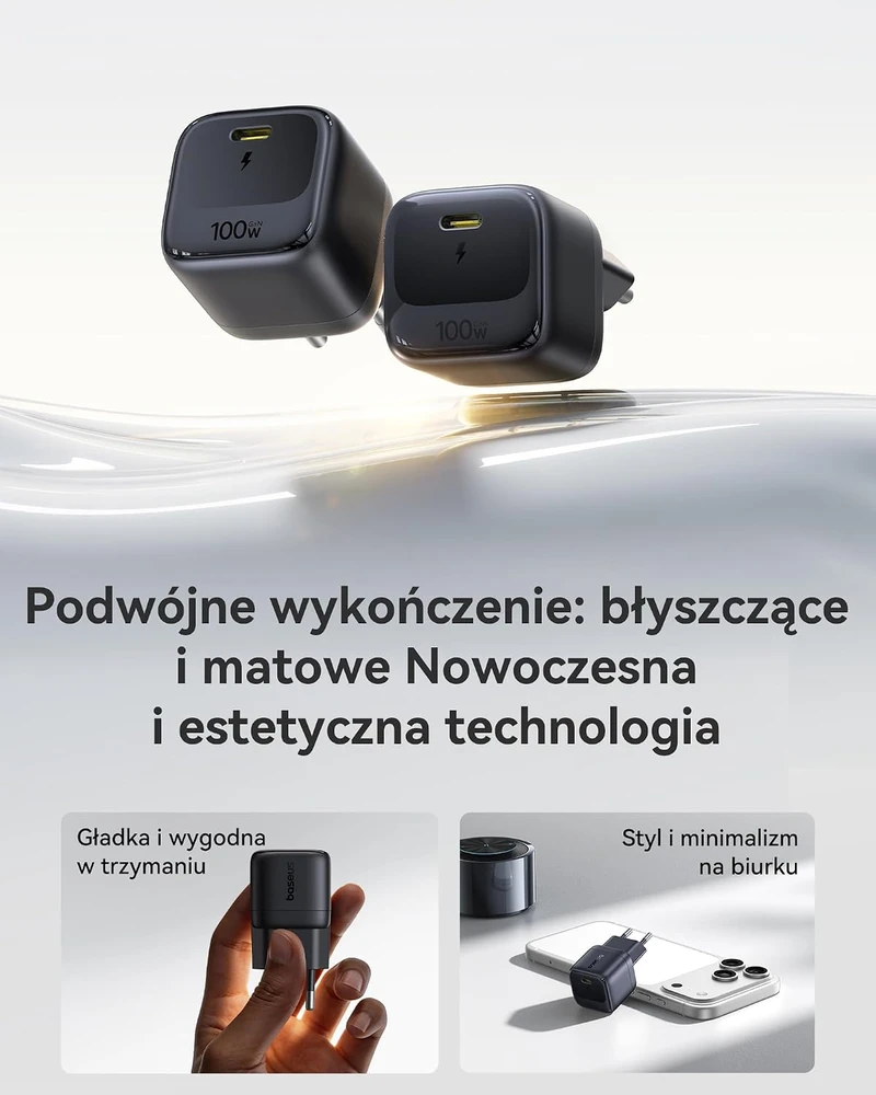 Baseus Enerfill USB-C tinklo įkroviklis 100 W GaN su 1 m USB-C laidu