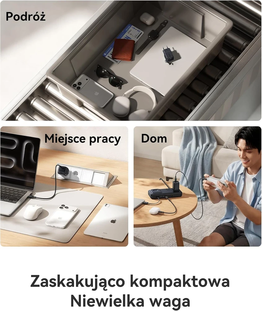 Baseus Enerfill USB-C tinklo įkroviklis 100 W GaN su 1 m USB-C laidu