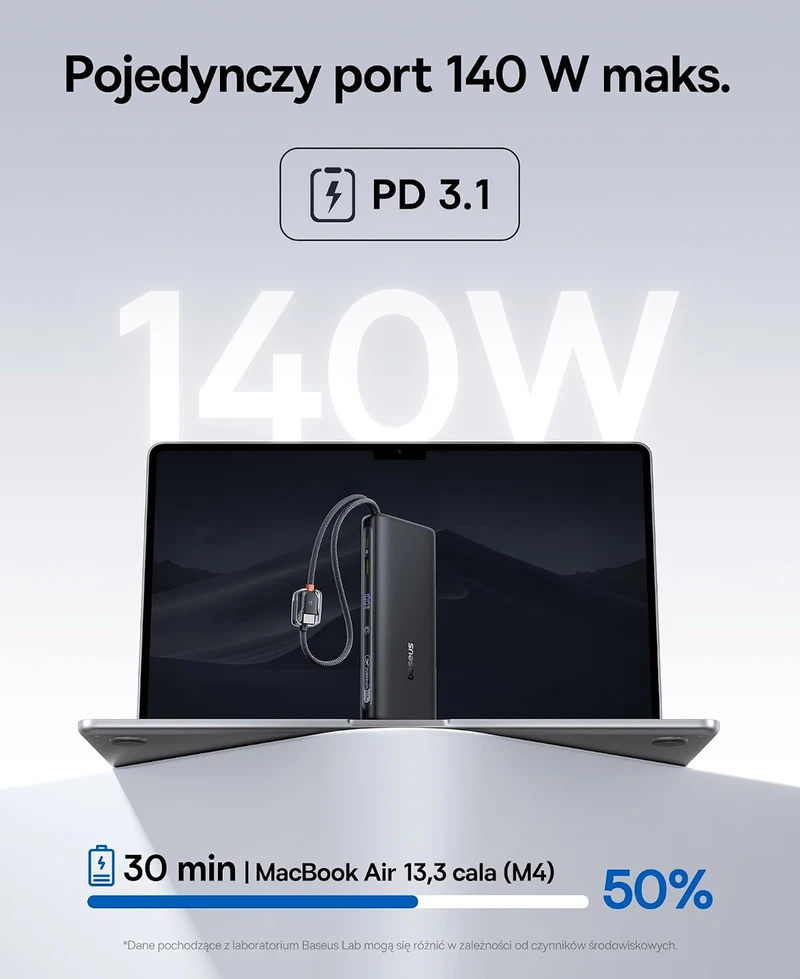 Baseus išorinė baterija 25000 mAh 145 W su 2 integruotais USB-C laidais E0028H