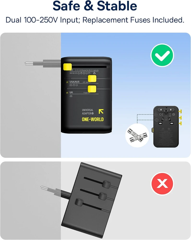 Baseus kelioninis adapteris Enercore 70 W su ištraukiamu USB-C laidu ir 2 AC lizdais
