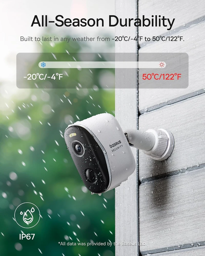 Baseus lauko belaidė stebėjimo kamera 1296p, Wi-Fi, IP67, 145° matymo kampas, N1 Plus