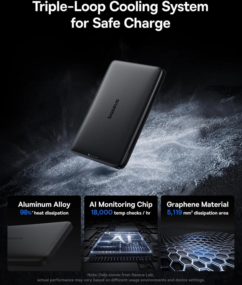Baseus magnetinė išorinė baterija 10000 mAh, Qi2 15 W, USB-C 27 W PPKPC-1027G