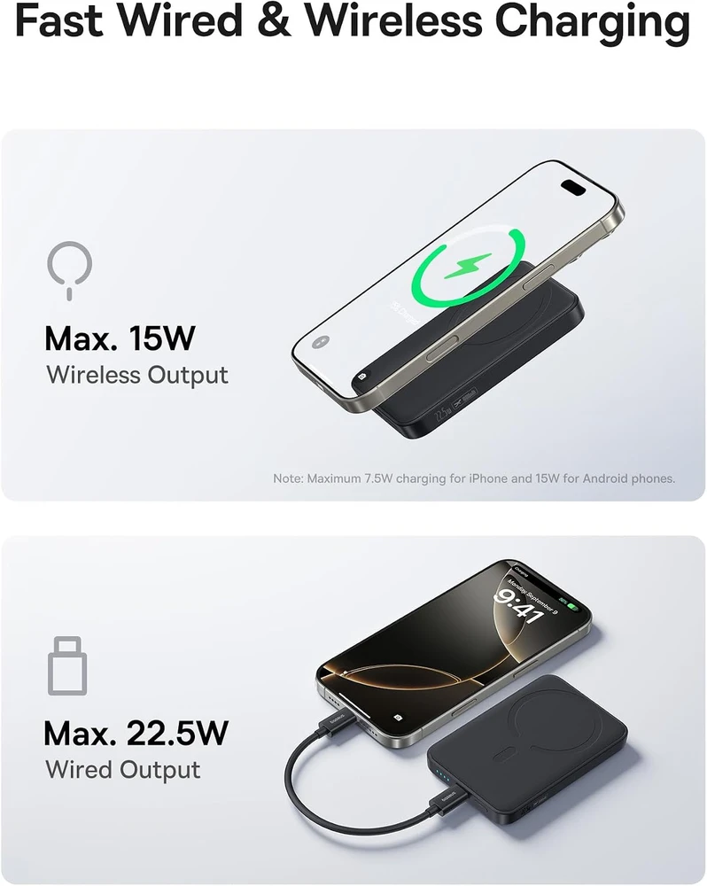 Baseus magnetinis belaidis išorinis akumuliatorius 10000 mAh, 22,5 W, MagSafe, PPFM11-1022