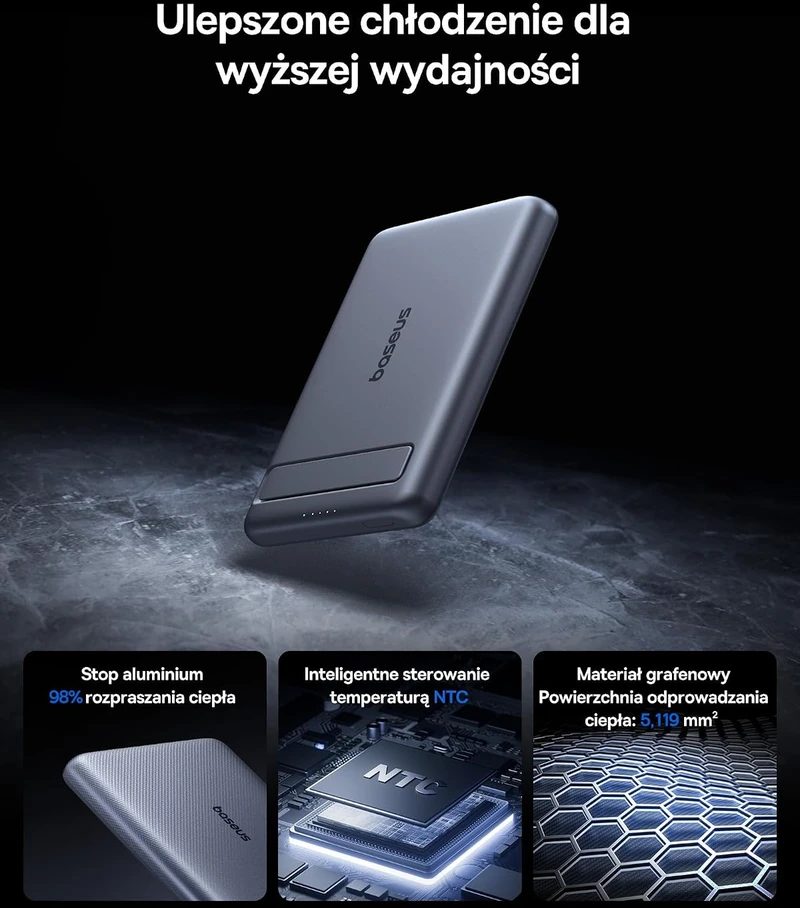 Baseus magnetinis belaidis powerbankas Qi2 5000 mAh, 15 W, PD 20 W PPKPC-0520S