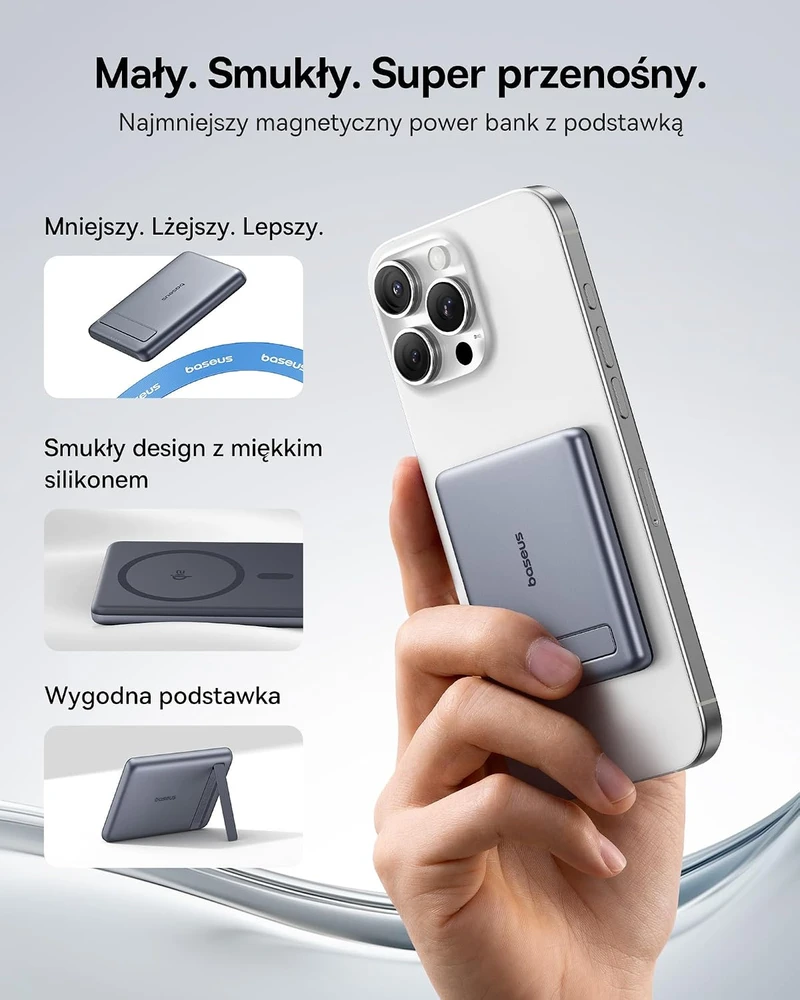 Baseus magnetinis belaidis powerbankas Qi2 5000 mAh, 15 W, PD 20 W PPKPC-0520S