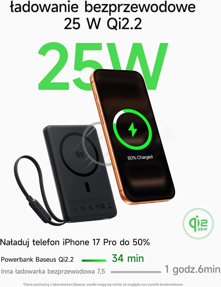 Baseus magnetinis išorinis akumuliatorius 10000 mAh, Qi2.2 25 W, PD 45 W, E00290