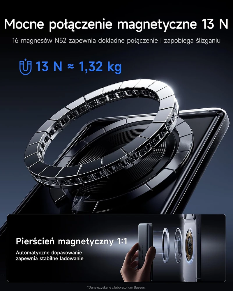 Baseus magnetinis išorinis akumuliatorius 10000 mAh, Qi2.2 25 W, PD 45 W, E00290