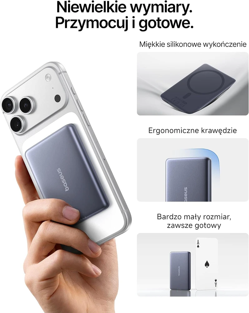 Baseus PicoGo AM31 magnetinis belaidis powerbankas 5000 mAh, 20 W, USB-C, E00303