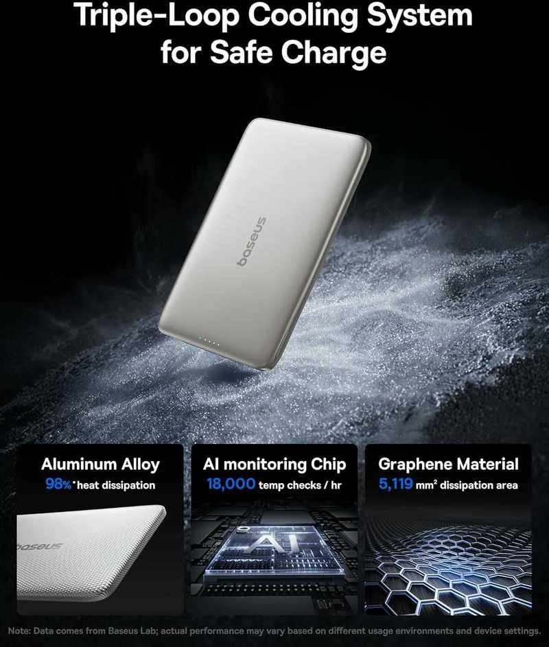 Baseus PicoGo Qi2 5000 mAh 20W juoda