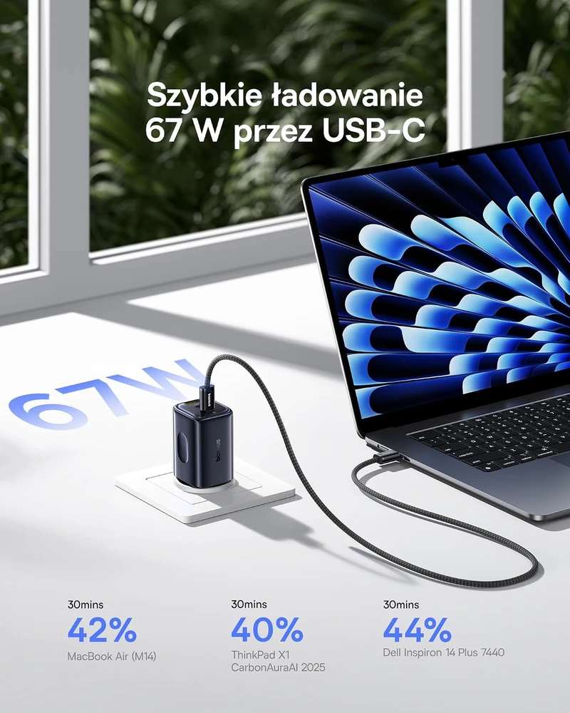 Baseus Picogo USB-C tinklo įkroviklis 67 W, 3 USB-C prievadai, PD 3.0, PPS