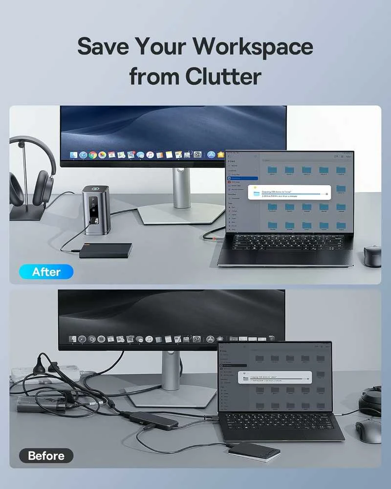Baseus Spacemate WIN 11‑in‑1 USB‑C dokinė stotelė, 2x HDMI, DP, 100 W PD, 10 Gb/s, pilka