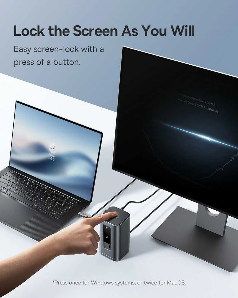 Baseus Spacemate WIN 11‑in‑1 USB‑C dokinė stotelė, 2x HDMI, DP, 100 W PD, 10 Gb/s, pilka