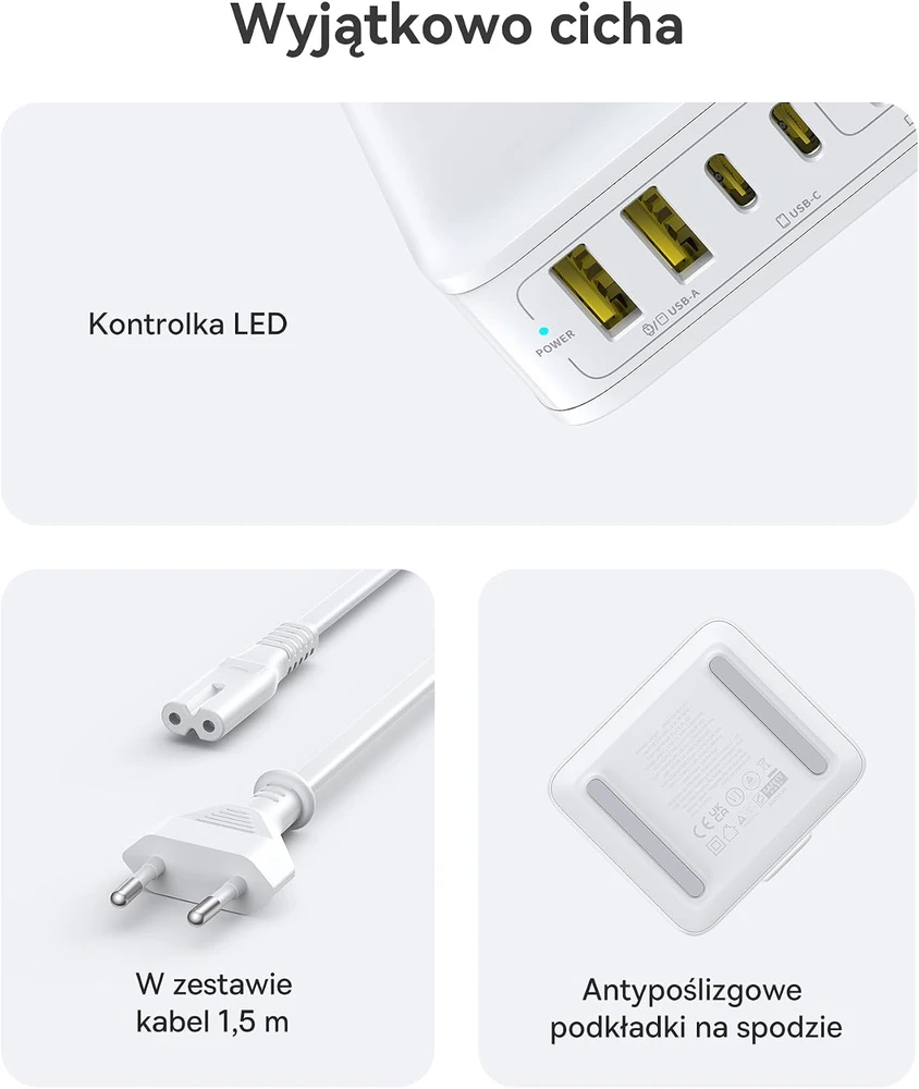 Baseus USB-C 120 W GaN greitojo įkrovimo stotelė su 6 USB jungtimis