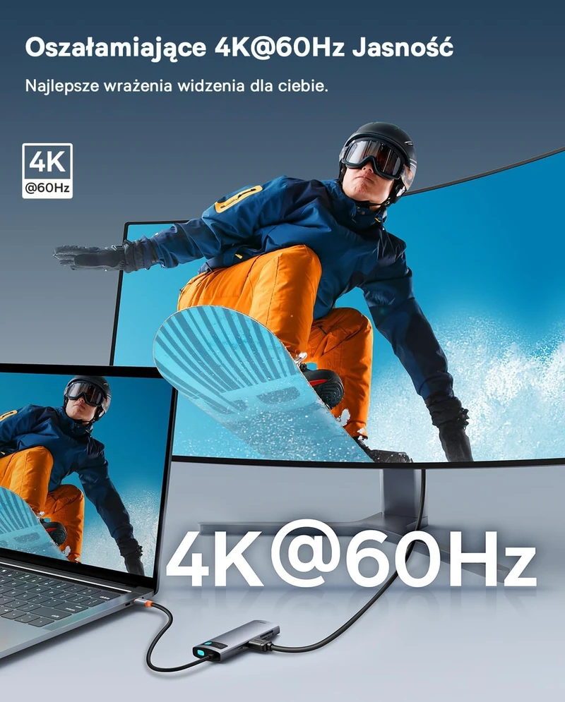 Baseus USB-C 7 viename šakotuvas su 4K 60 Hz HDMI, 100 W PD ir 3 USB-A, YK-60