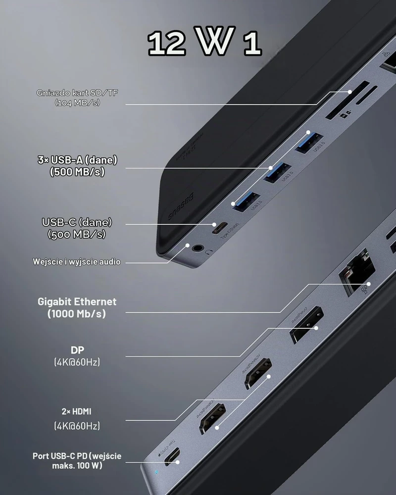 Baseus USB-C dokavimo stotelė 11 viename su 2 HDMI 4K ir 100 W PD