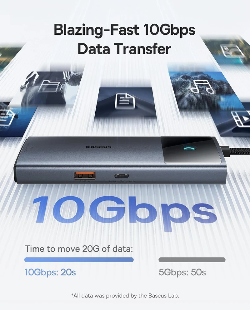 Baseus USB-C šakotuvas 6 prievadų, 10 Gb/s, HDMI, PD 100 W, 6 in 1