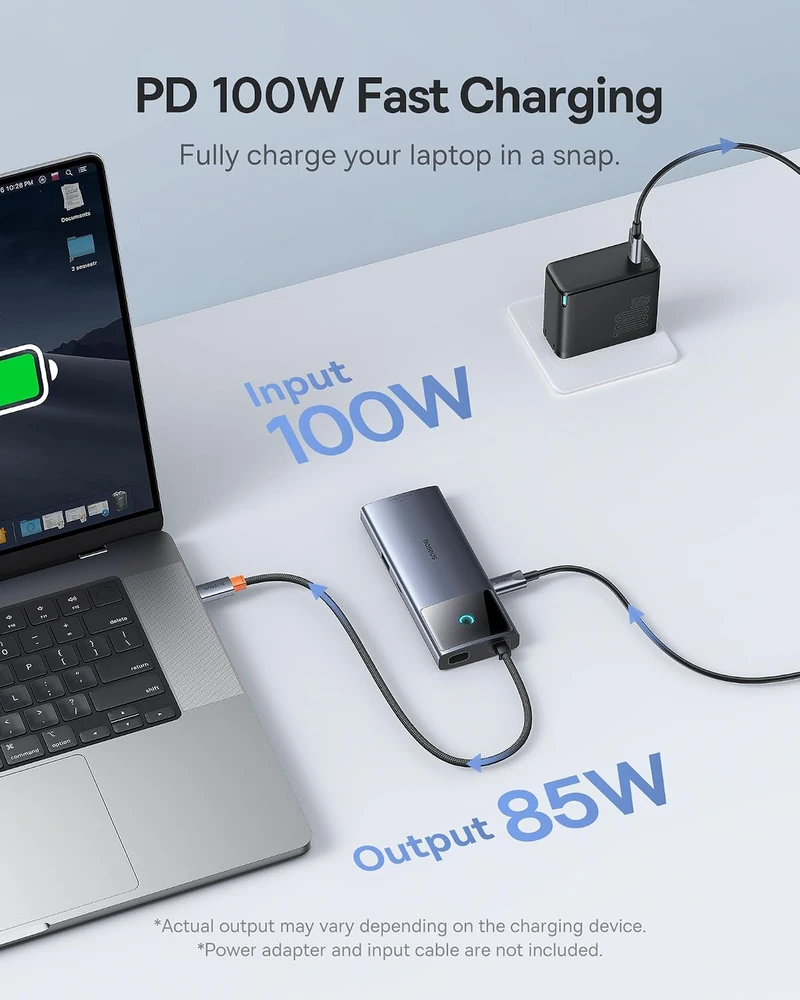 Baseus USB-C šakotuvas 6 prievadų, 10 Gb/s, HDMI, PD 100 W, 6 in 1