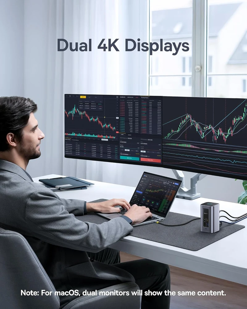 Baseus USB-C stotelė Nomos Air 12 in 1, 2x 4K HDMI, 10Gbps USB, 100W PD, Ethernet